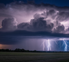 Nighttime Lightning Storm Over Field – 6s Cinematic Weather Stock Video