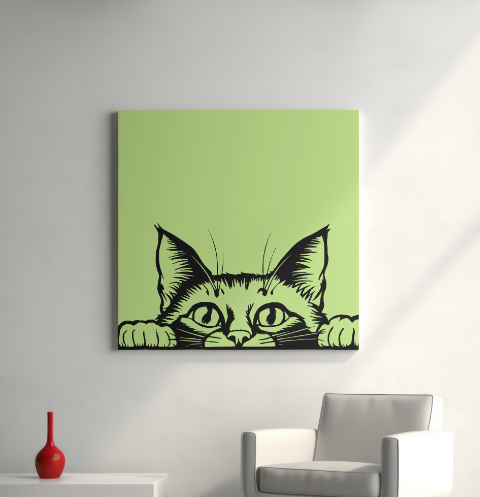 Playful Cat Peeking Design PDF