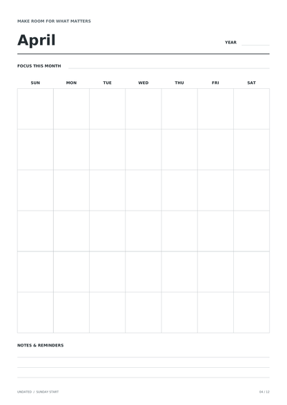 Printable calendar templates with Sunday and Monday start options