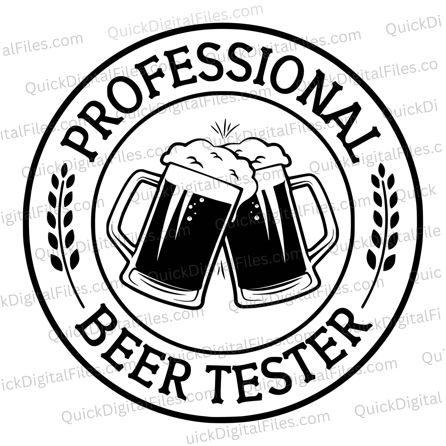 Professional Beer Tester SVG circular badge beer mugs funny drinking graphic instant download
