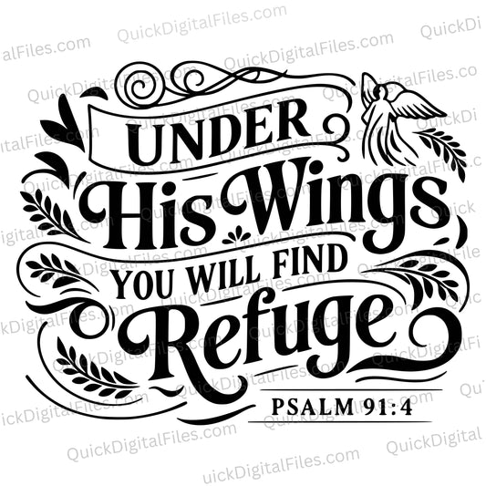 Under His Wings You Will Find Refuge: PNG JPEG PDF SVG
