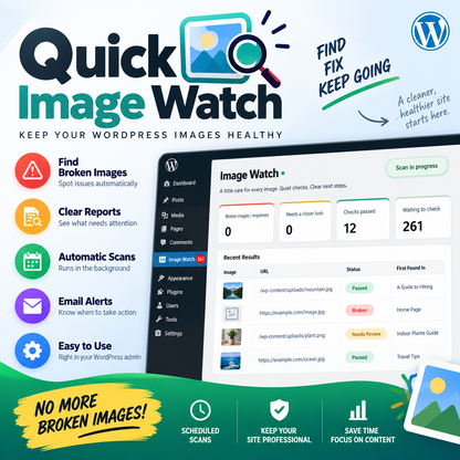 Quick Image Watch WordPress dashboard