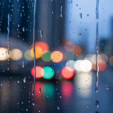 Rain on Window with City Lights – 6s Cinematic Aesthetic Stock Video