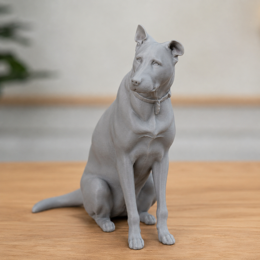 Realistic sitting dog STL