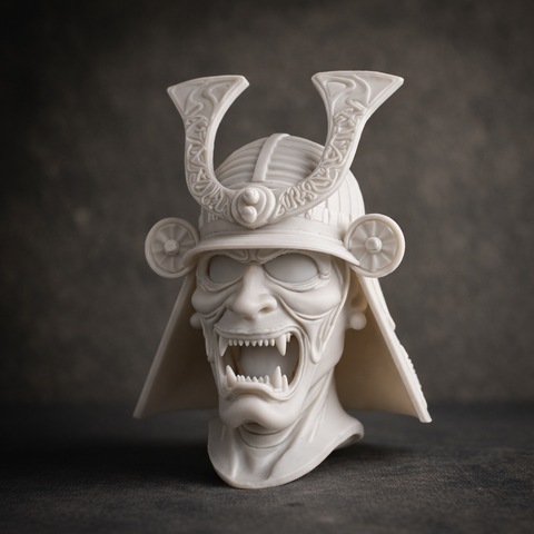 Samurai Demon Mask 3D Print – Fierce Oni STL GLB OBJ