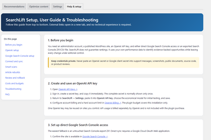 SearchLift AI improving existing Google rankings