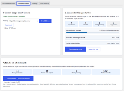 SearchLift AI keyword opportunity analysis dashboard
