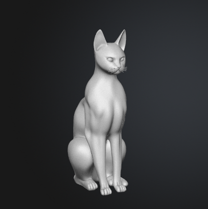 Sitting cat figurine STL model viewed from the front