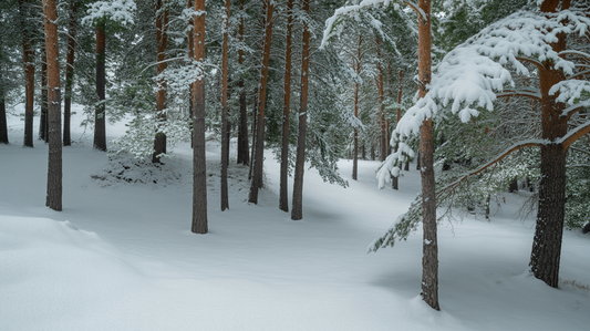 Snow Falling Over Pine Trees – 6s Peaceful Winter Stock Video
