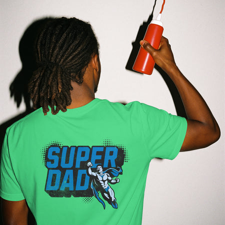 super dad svg with comic book style superhero design