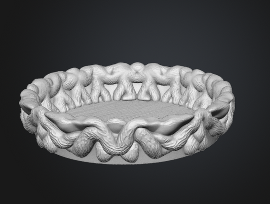Tree root trinket tray STL model front view