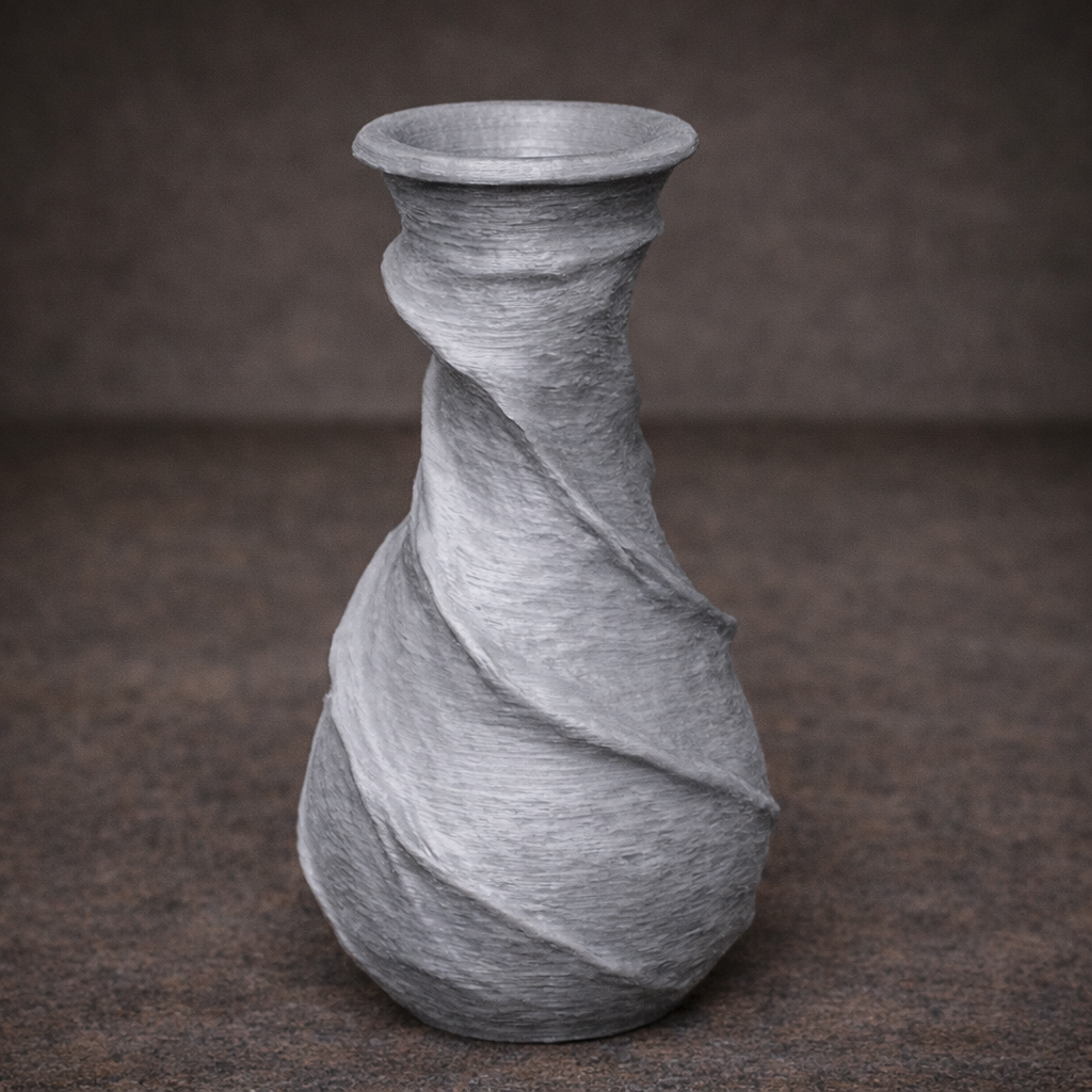 Twisted Spiral Vase 3D Print File | Modern Vase STL GLB OBJ