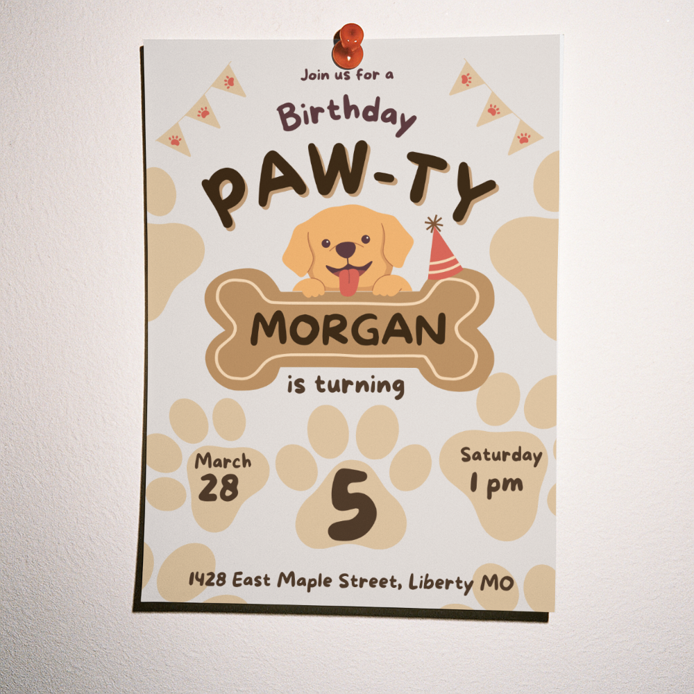 dog themed birthday party invite
