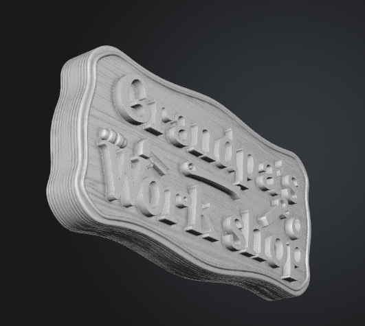 Wood-grain workshop plaque STL with tool details