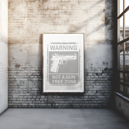 "JPEG of warning sign graphic with handgun illustration."