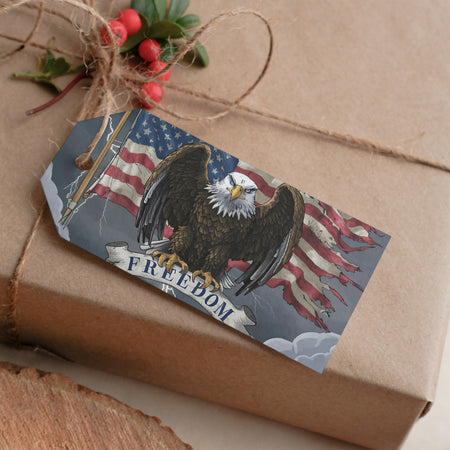 "Powerful American eagle and flag artwork for patriotic displays."