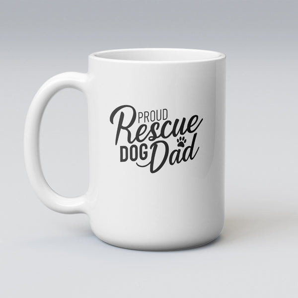 "Digital art for pet lovers featuring Proud Rescue Dog Dad slogan."