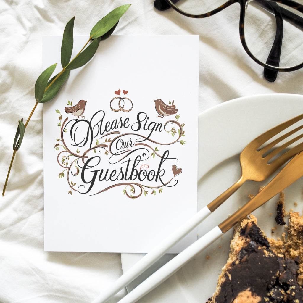 DIY printable wedding sign in multicolor for guestbook instructions.