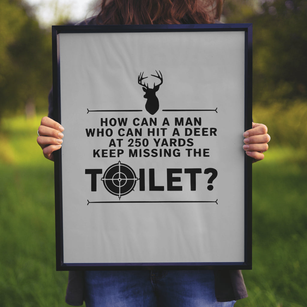"SVG and PNG bathroom humor graphic with deer and toilet joke."