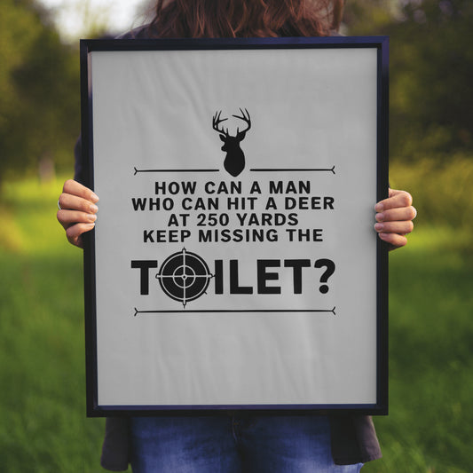 "SVG and PNG bathroom humor graphic with deer and toilet joke."