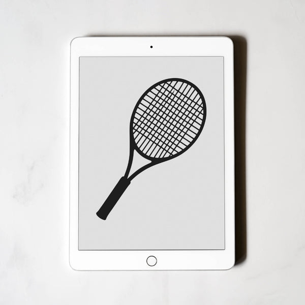 "Simple tennis racket graphic PNG with transparent background."