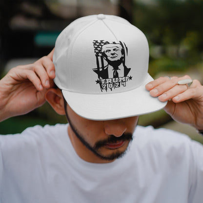 Black silhouette-style Donald Trump SVG graphic with transparent background.