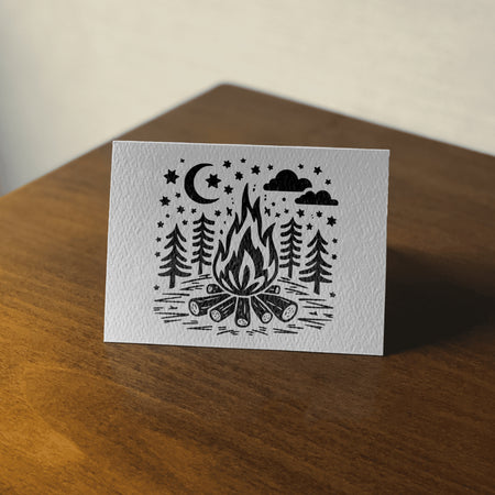 "Digital bonfire artwork in black and white for creative projects."