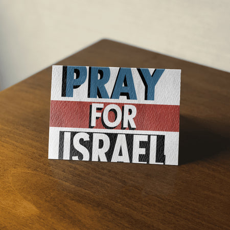 "Pray for Israel bold text graphic in blue, red, and white PNG."