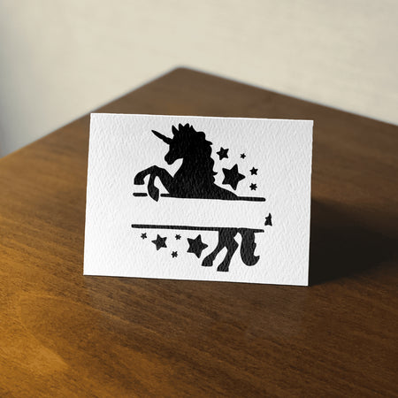 Unicorn design silhouette with space for text PNG.