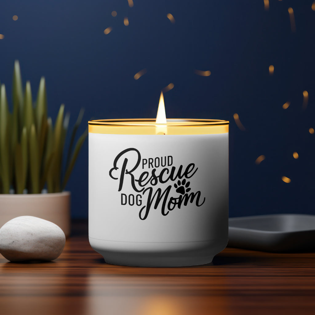 "Digital download of rescue dog mom emblem with paw print detail."