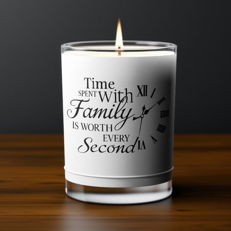 "Time spent with family inspirational graphic for home decor."