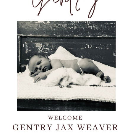 Editable newborn announcement Canva template