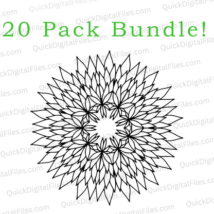 20-pack simple mandala PNG bundle
