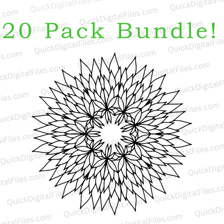 20-pack simple mandala PNG bundle
