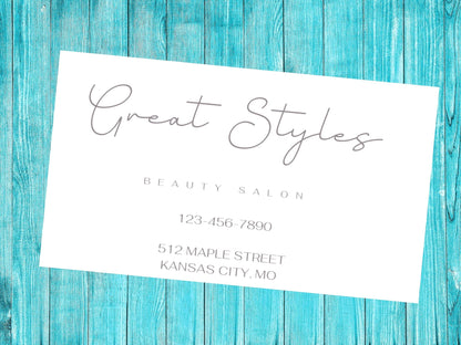 Elegant hair stylist business card template for instant download