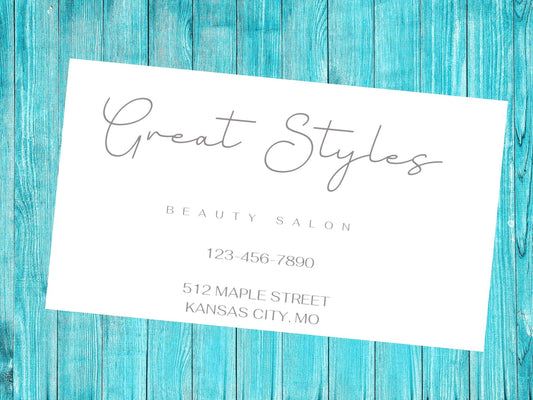 Elegant hair stylist business card template for instant download
