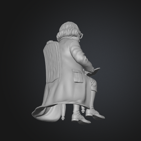 ben franklin seated figurine glb obj
