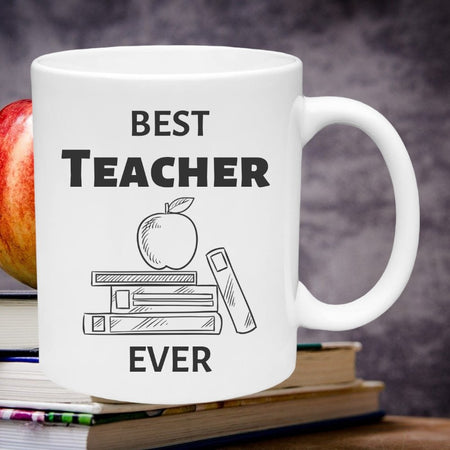 Printable "Best Teacher Ever" PDF design for teacher appreciation crafts. on coffee mug