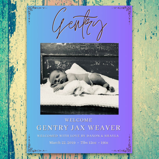 Customizable birth announcement card template digital download