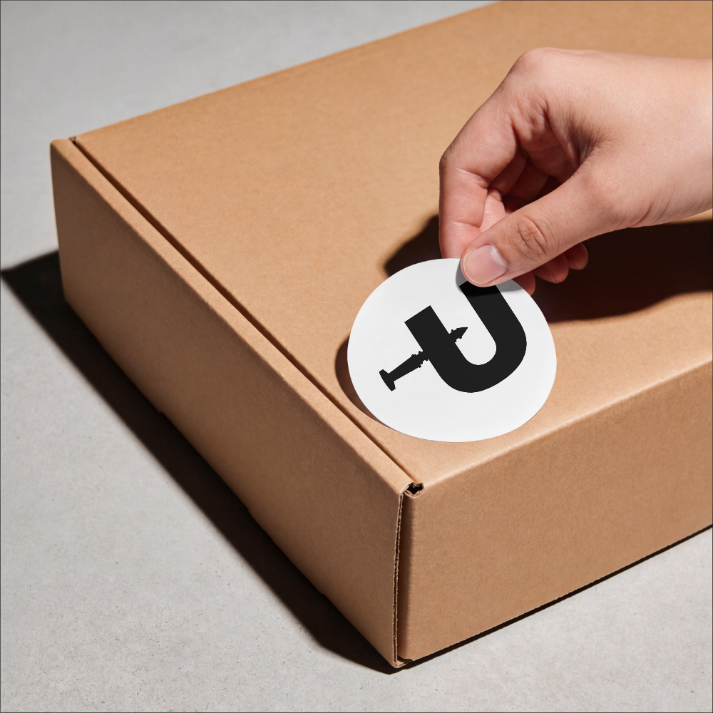 black screw through letter u graphic
