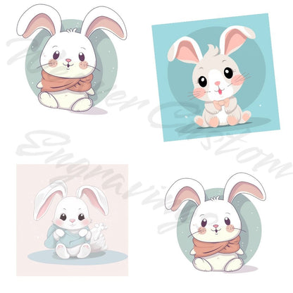 Playful bunny rabbit digital art pack for nursery customization.