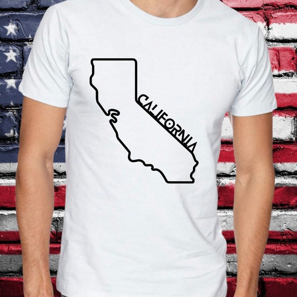 Unique California geography outlines for personalized t-shirts.