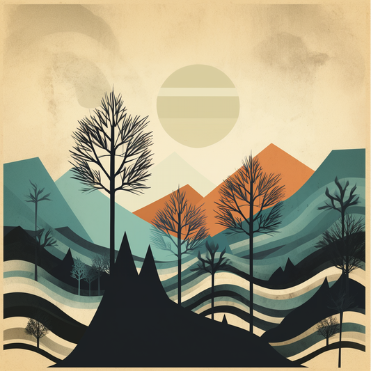 Mystic Mountain abstract mountain and trees digital art