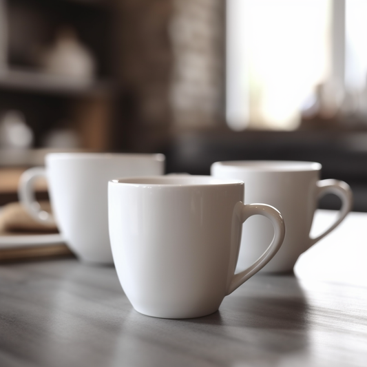 Creative blur effect on two background coffee cups in digital image
