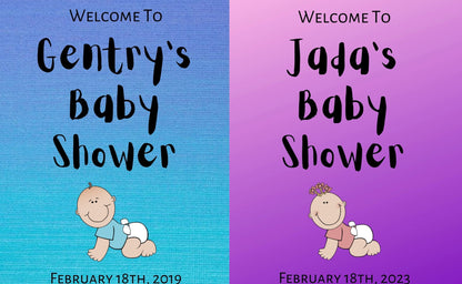 Customizable baby shower sign template for boy and girl celebrations.