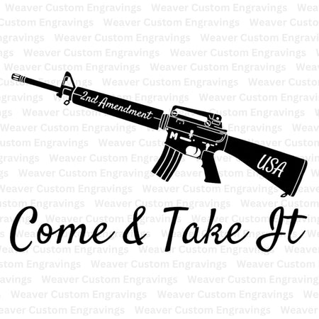 2nd Amendment rifle digital art 'Come & Take It' statement piece.