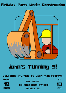 Editable heavy machinery party invite template