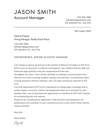 Editable Professional Cover Letter Template