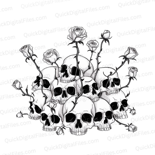 Skulls & Roses: PNG JPEG PDF