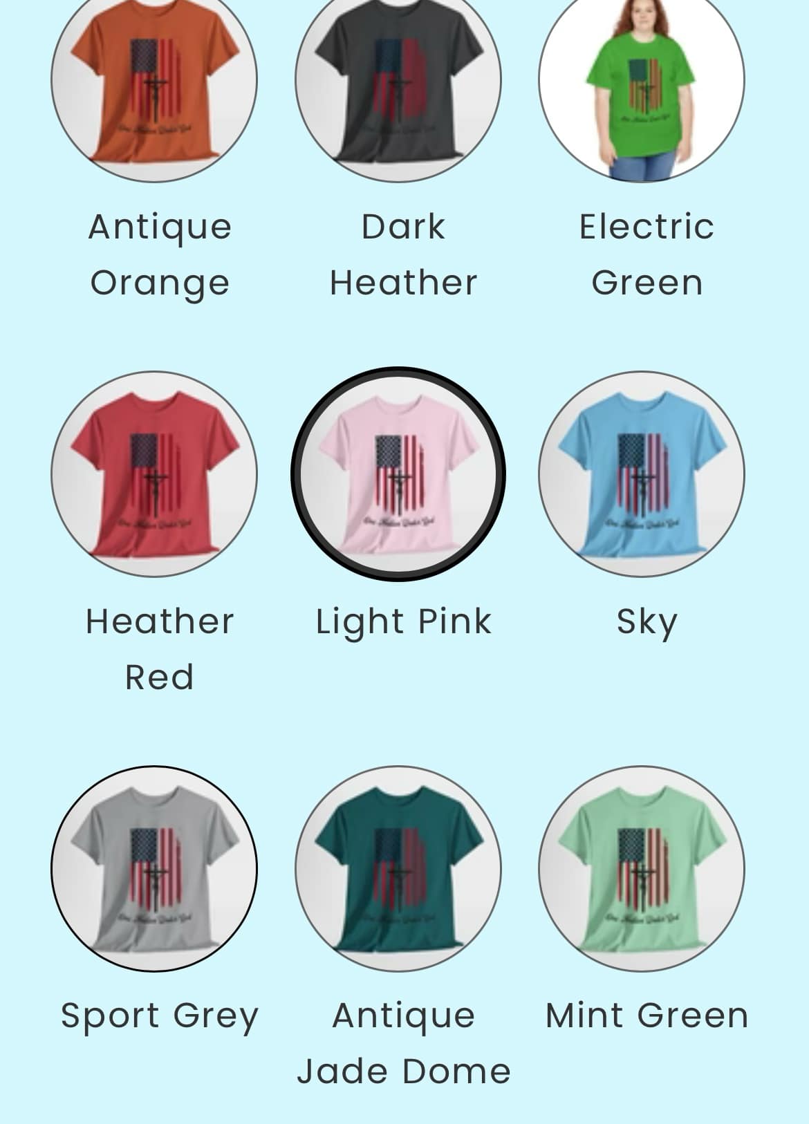 mobile responsive view of our custom color swatch code in action!